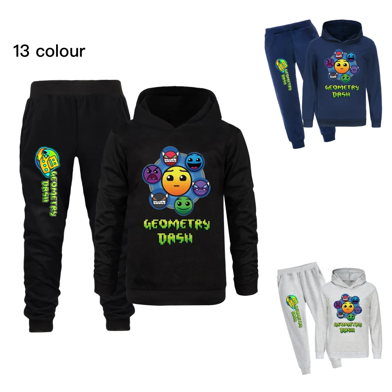 

Geometry Dash New Fashion Clothes Set Kids Tracksuit Boys Sport Suit Girls Teen Long Sleeve Sweatshirt Hoodies Pants 2pcs3037