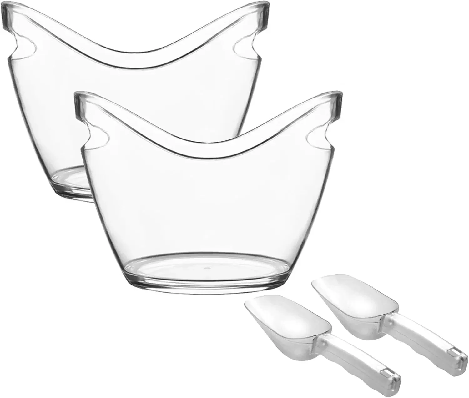 

2PC Ice Buckets and 2PCS Scoops for Parties Clear Acrylic Ice Bucket 4 Liter Good for 2 Wine Champagne or 4 Beer 330ml Bottles