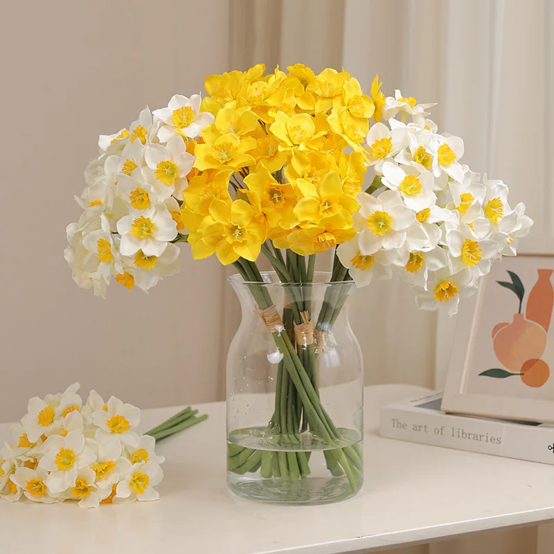 bunch Artificial Fake Flowers Bouquet Pastoral Style Narcissus Daffodil Artificial Fake Plants