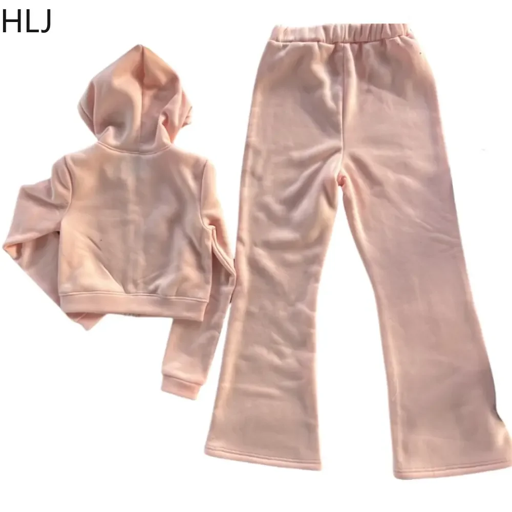 HLJ Spring New Printing Hooded Tracksuits Women Zipper Long Sleeve Slim Top And Jogger Pants Two Piece Sets Casual 2pcs Clothing