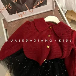 2022 pullover drehen-unten Kragen Volle Hülse Regelmäßige Länge Solide Einfache Baumwolle Komfortable Elegante Casual Winter Kinder Mädchen