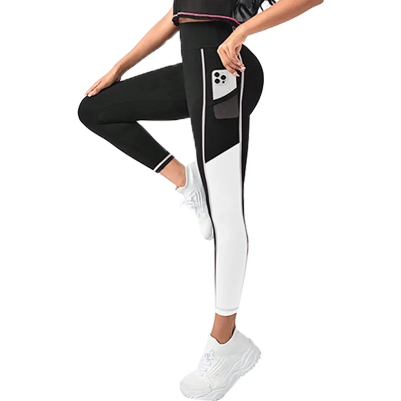 

Mesh Colorblocked High Waist Yoga Pants with Pockets Leggings for Women Tummy Control Workout Leggings for Women