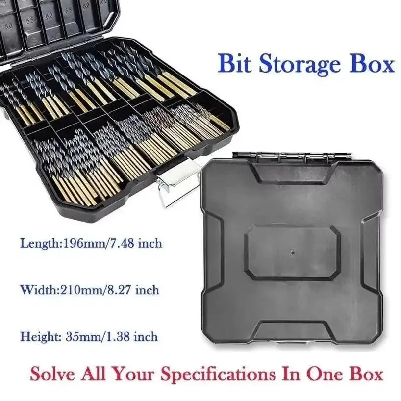 

99Pcs Drill Bit Set 1/16" To 3/8" Drill With Plastic Storage Case Premium HSS Black Gold Coated Twist Hex Shank Jobber Drill Bit