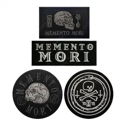 Memento Mori Warning Embroidered Patch Tactical Emblem Armband Skull Applique Skull and Bones Memorial Tactical Badge Armband