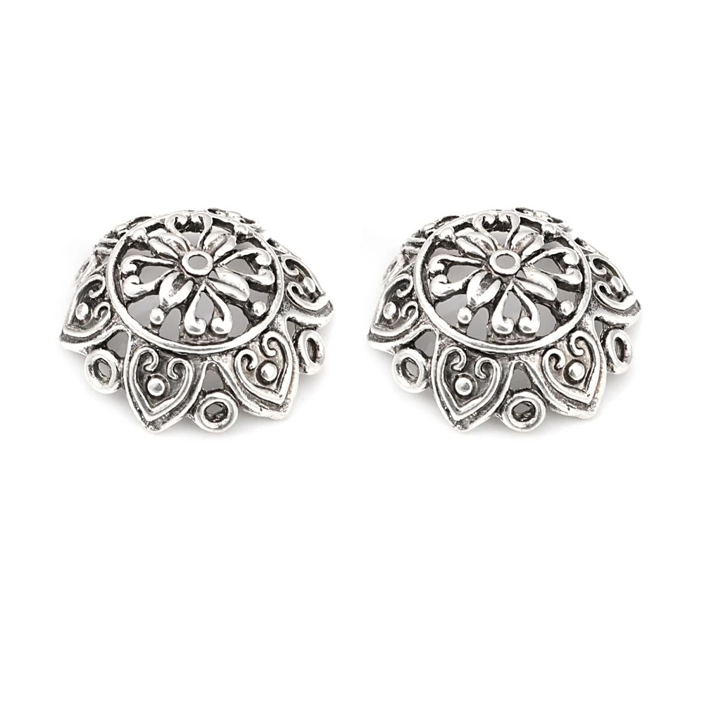 10PCS Antique Silver Zinc Alloy Big Beads Caps Tassel Caps High Quality Diy Jewelry Accessories Making Rosediy official-website