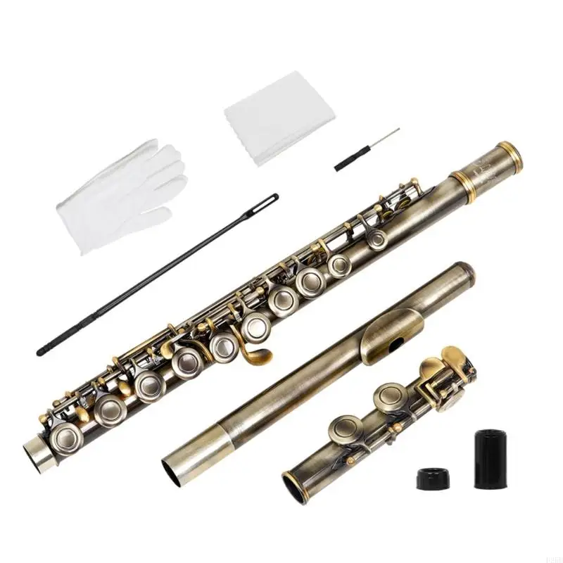 

Durability Green Bronze 16 Hole Flute Musical Instrument with Box Cleaning Cloth