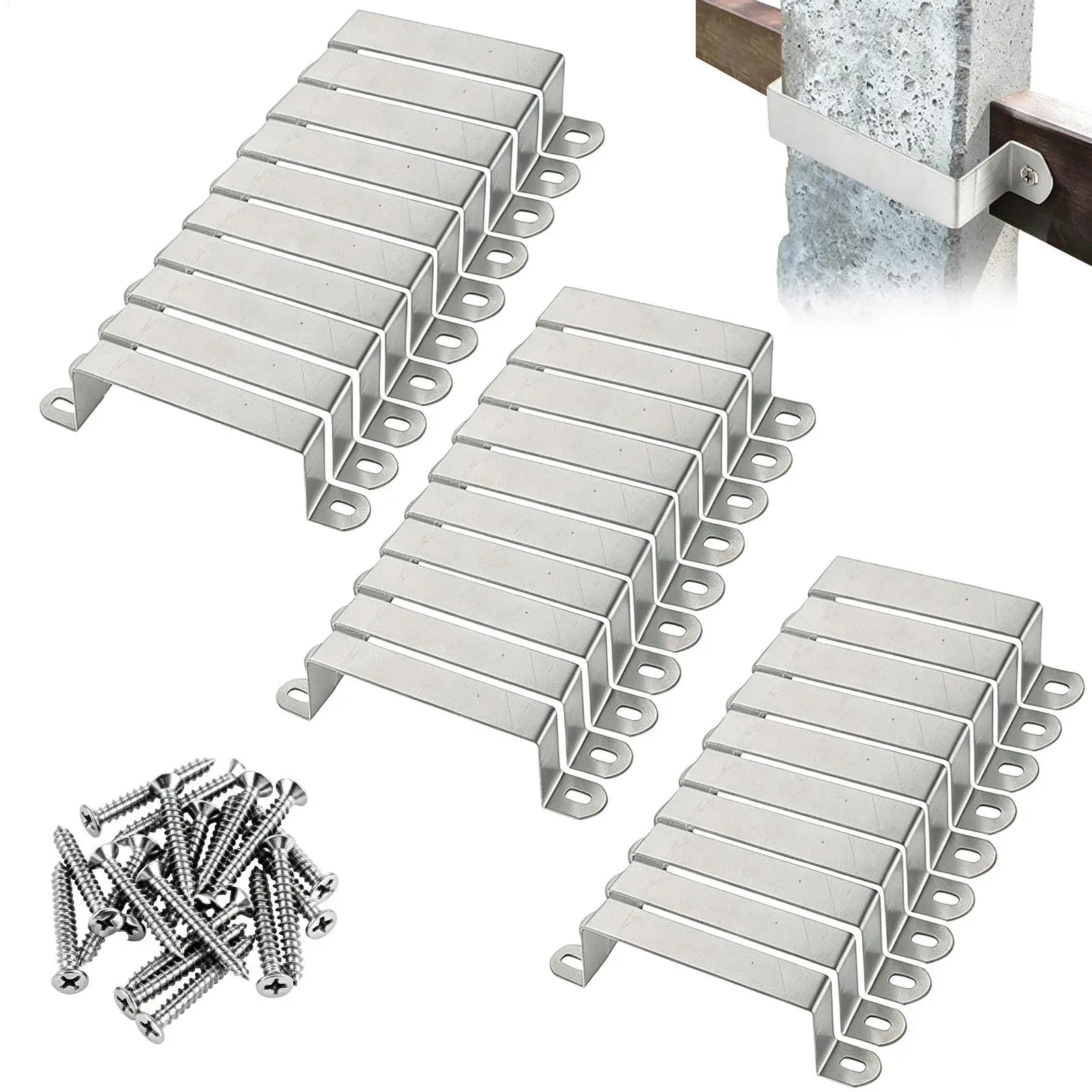 Fence Post Repair Kit 30 Pieces Metal Bendable Adjustable Bracket Reusable Fence Post Support Brace For Deck Mailbox Ground