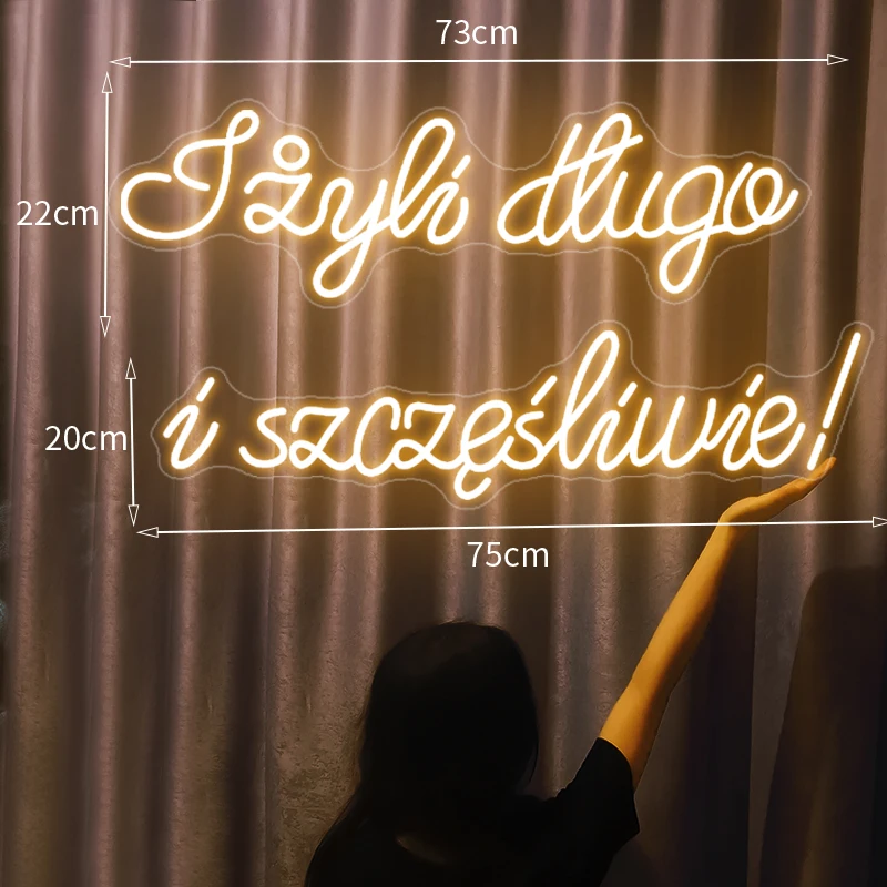 

Big For a long time and happily Sign Neon Sign 75cm Custom Neon Light LED Neon Sign for Wedding Birthday Room Home Decoration