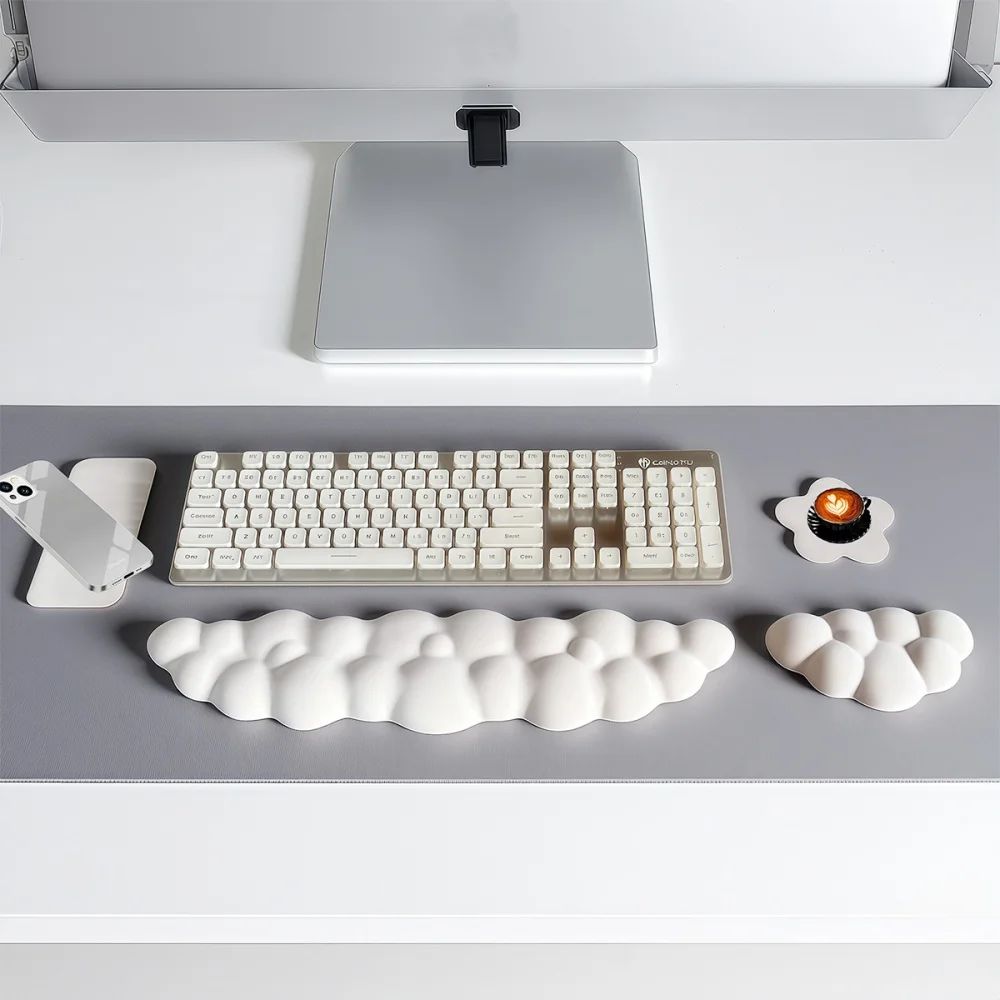 4pcs Ergonomic Mouse Pad Wrist Support Set Including Non-slip Base Cloud Wrist Rest Desktop Phone Pad For Office Home