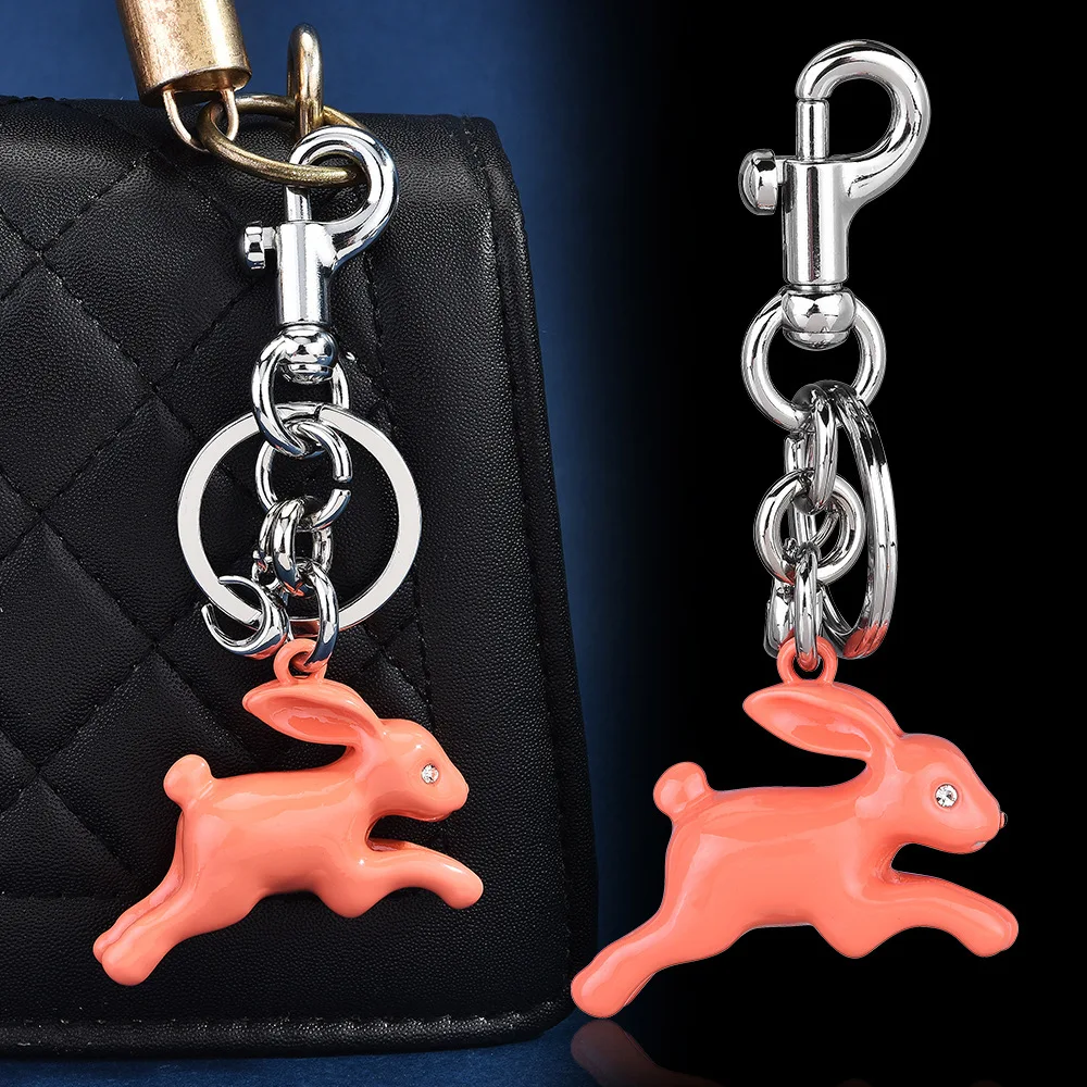 Dynamic and Cute Rabbit Animal Shaped Car Keychain Bag Pendant Three-dimensional Running Decoration Accessories