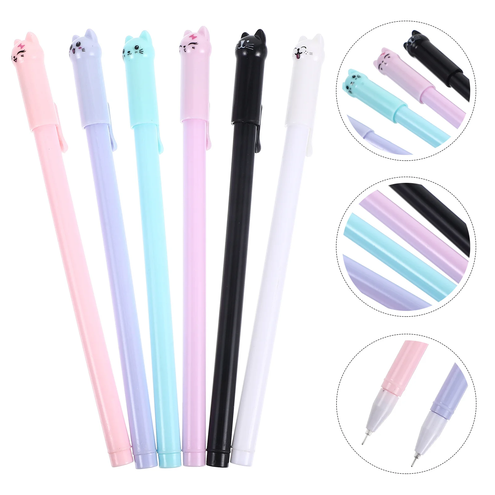 6Pcs Creative Cat Gel Pens Cute Cartoon Ink Pens for Writing Study Notes Students School Supplies Cartoon Gel Pen