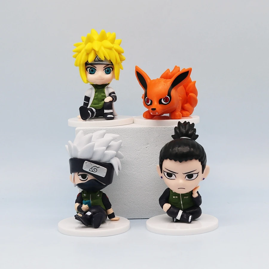 8PCS Naruto Anime Figure Q Version Uchiha Sasuke/Naruto Action Figure Namikaze Minato/Gaara Figurine Collection Model Doll Toys