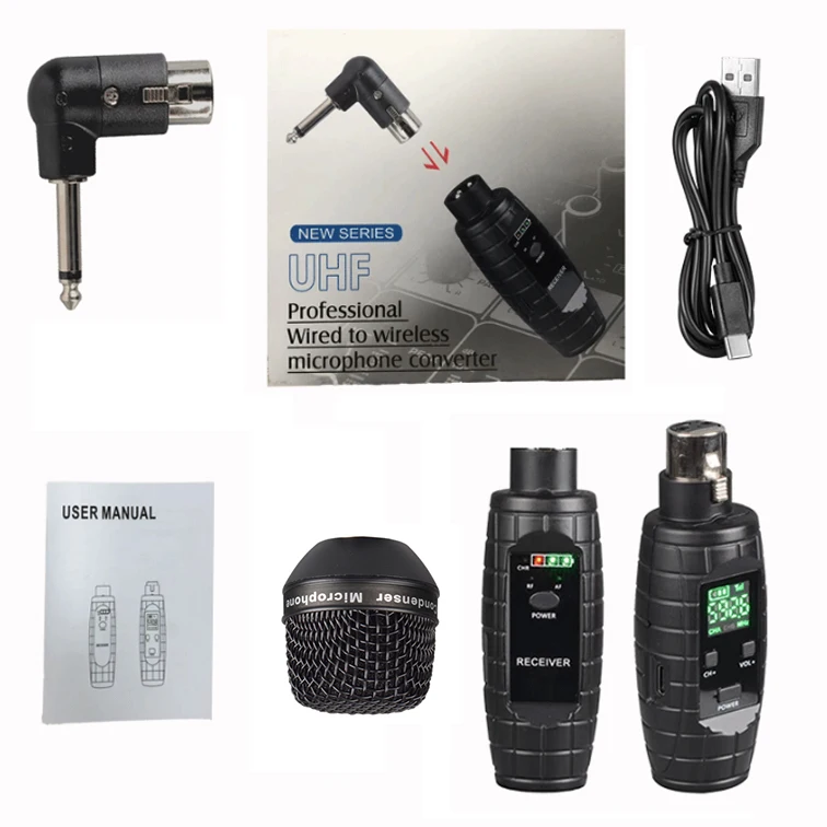 GPUB U-95 XLR Wireless Transmission Transmitter System Handheld Condenser Microphone Wired To Wireless Adapter Microphone