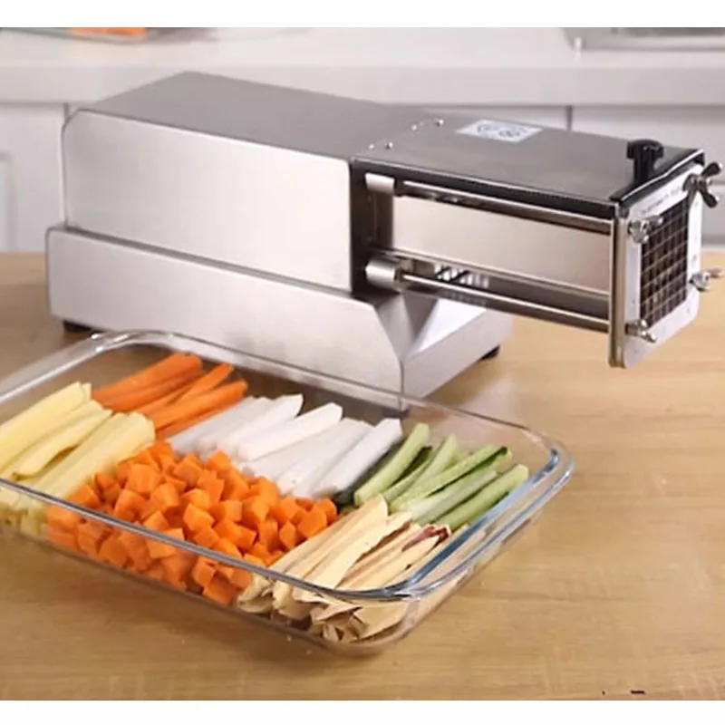 Cortadora de patatas eléctrica, máquina comercial automática para patatas fritas, pepino, rábano, lechuga, patata dulce, rebanadora de tira larga