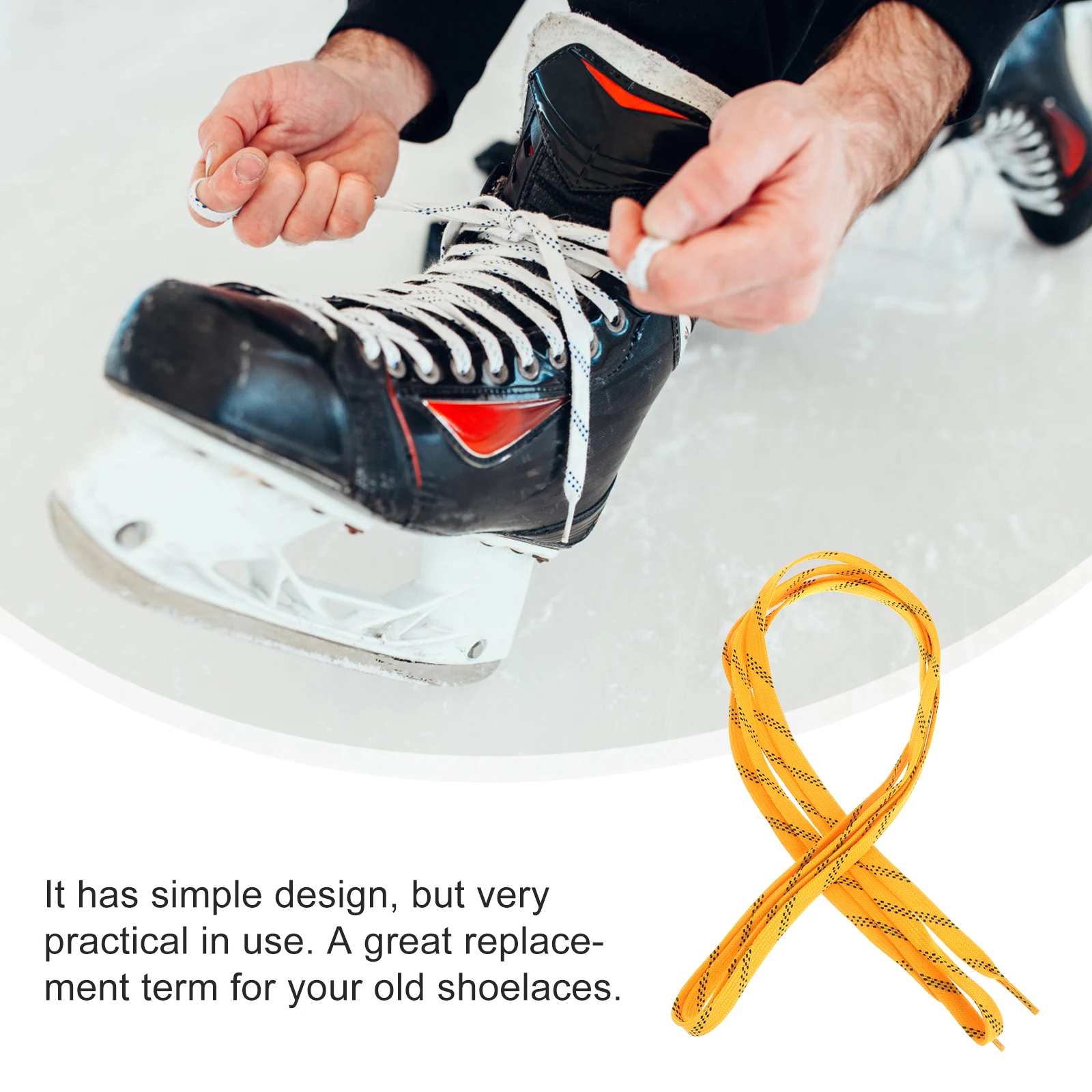 

1 Pair Anti-Freezing Shoe Laces Waxed Hockey Shoelaces 96 Inch Yellow Durable For Skiing Sports All- Practical Gift