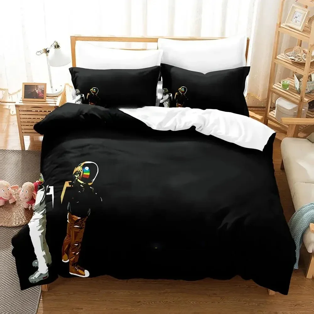 2024 Hip Hop Daft Punk Adult Boys Cartoon Anime 3 Piece Set Kawaii 3D Duvetcover Sets Casal Bedding New