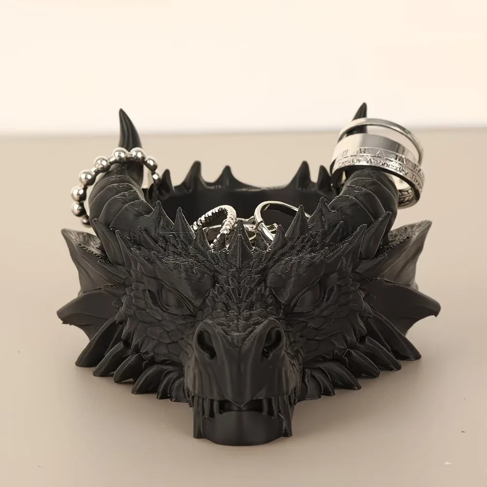 Container 3D Print Dragon Head Storage Tray Multi Functional Funny Dragon Head Ornaments Gothic Jewelry Display Holder Bedroom