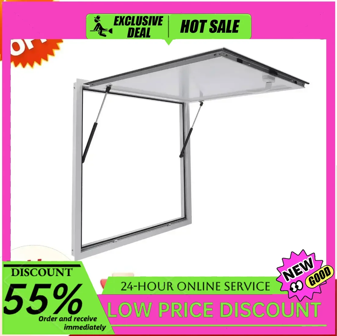 

Белая концессионная стойка 36 × 36 × 3,15 дюйма, сервировочное окно, концессионное окно для общественного грузовика, сервисное окно для грузовика с едой