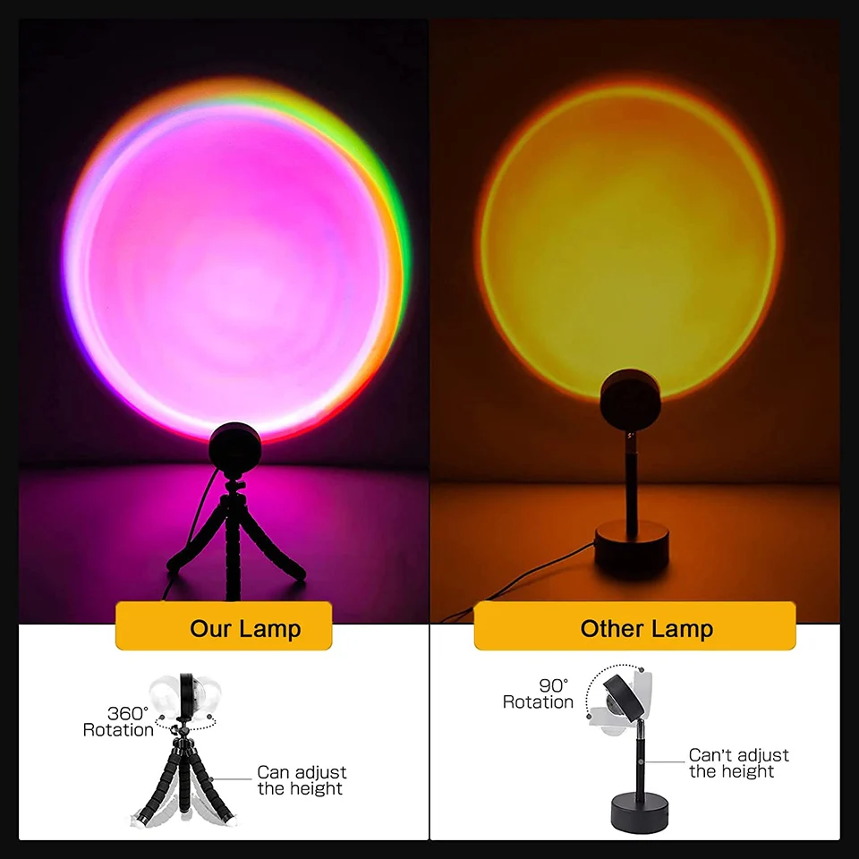 Sponge Tripod Photography Sunset Lamp Led Flexible Octopus USB Projector Night Light Home Decor Room Wall Decoration Lighting 5V