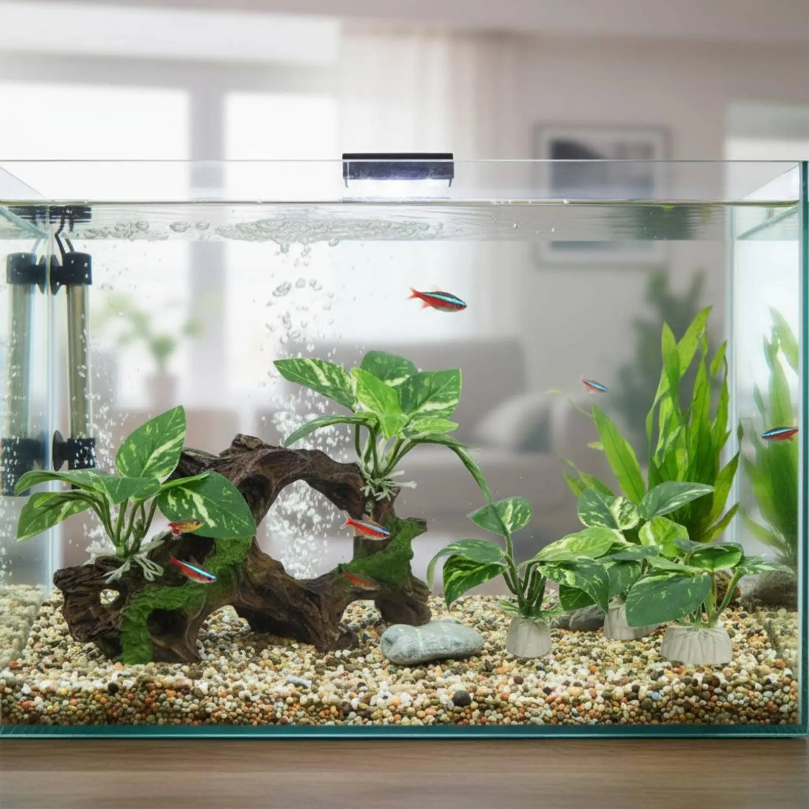 

4 Pieces Plastic Driftwood Decor Realistic Terrarium Enclosure Decor Set Aquarium Plant Set Natural Look Aquatic Enclosure
