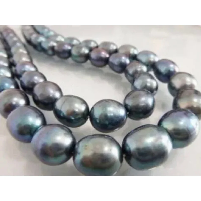 single strands 12-14MM NATURAL TAHITIAN bla pearl nelace 35 inches 14 (5.18)