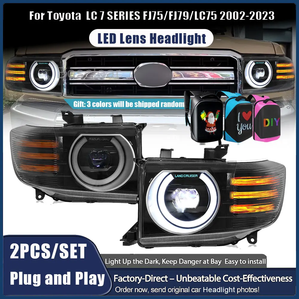 

Комплект из 2 фар для Toyota LC Series 2002-2023 (LC70, LC75, LC79) — передние фары в сборе с ДХО и светодиодными указателями поворота, автоаксессуары