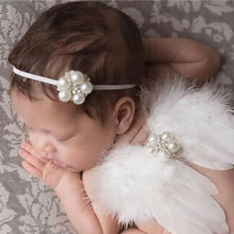 Baby Angel Wing with Headband Newborn Photography Props Set Fotografia Costume Outfits Photo Shooting Accessories