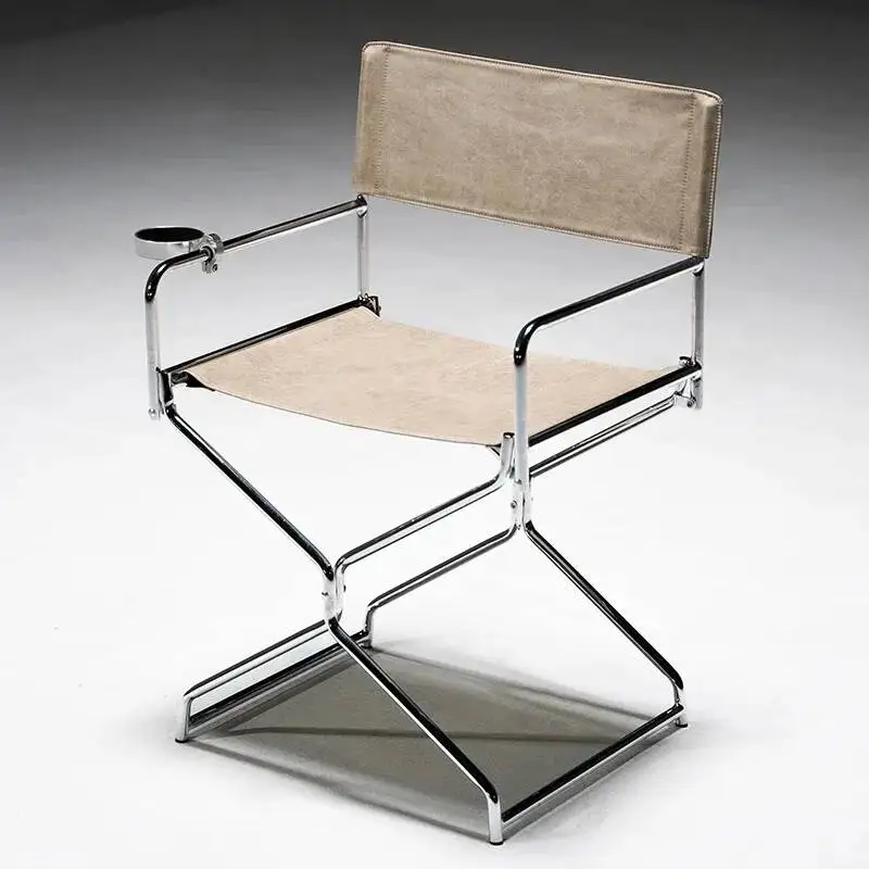 Outdoor Folding Chair Metal Comfortable Back Dining Chair Home Back Creative Leisure Chair External Folding Camping Chairs