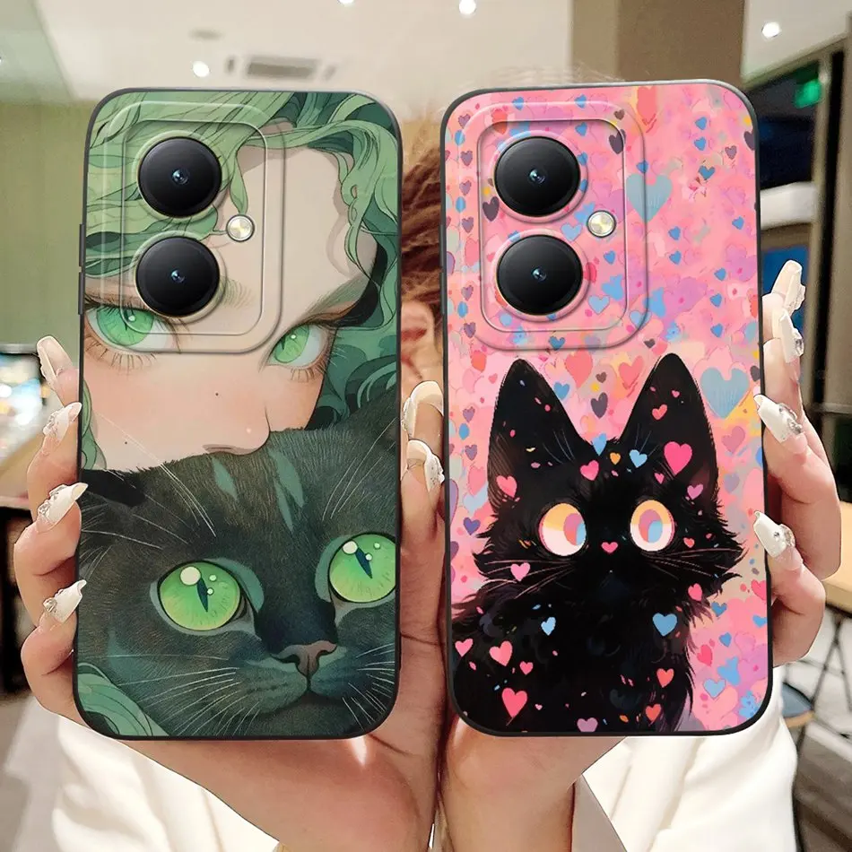 For Vivo Y35+ Y35m+ 5G Phone Case Vivo Y35M Plus Y35Plus Elegant Floral Cat Painted Soft Silicone Shockproof Cases