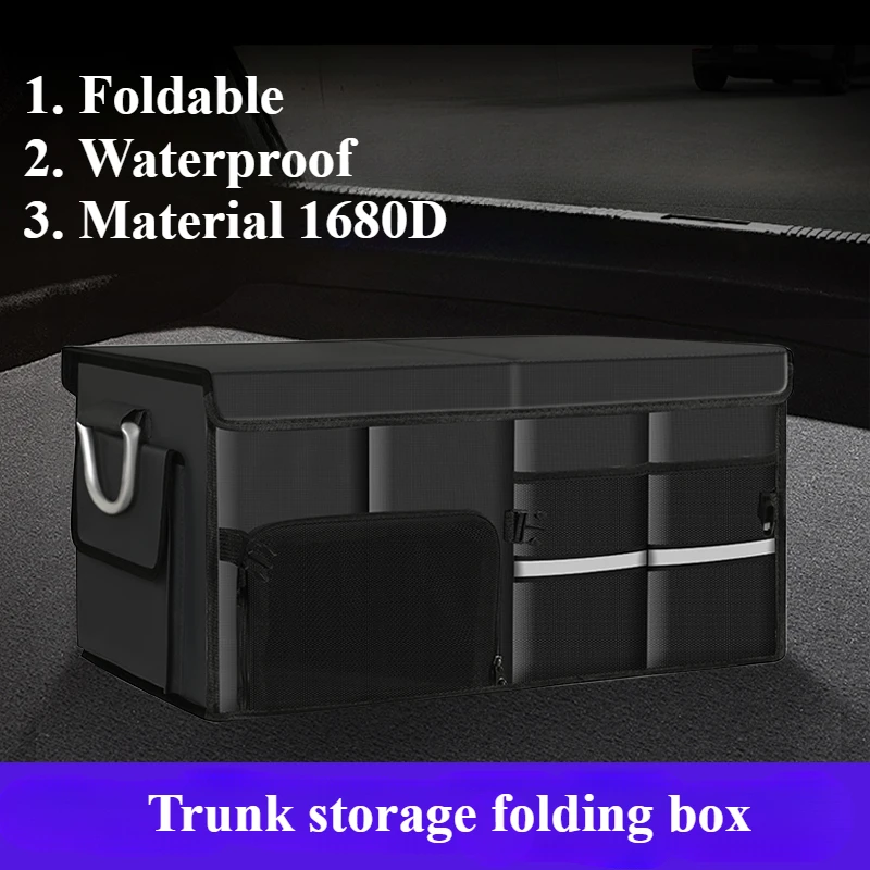 

Car Trunk Organizer Foldable Storage shoes Duty Durable Sturdy Collapsible Reflective Strip Storage Box For Sedan SUV 1680D