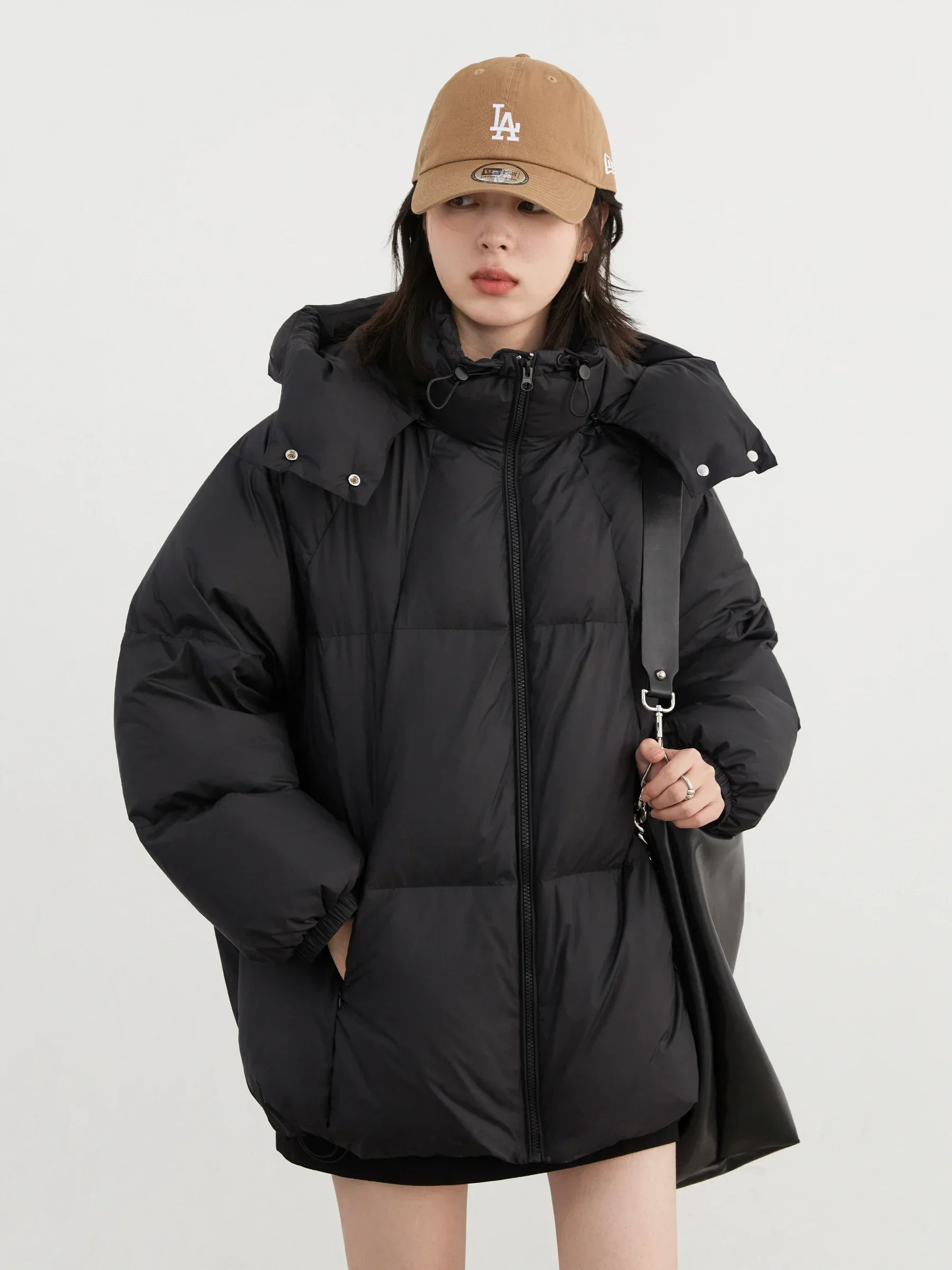 CHIC VEN Women Down Coats Loose Solid Hooded 90 White Duck Down Female Down Jacket  Medium Long Warm Jacket Autumn Winter 2024