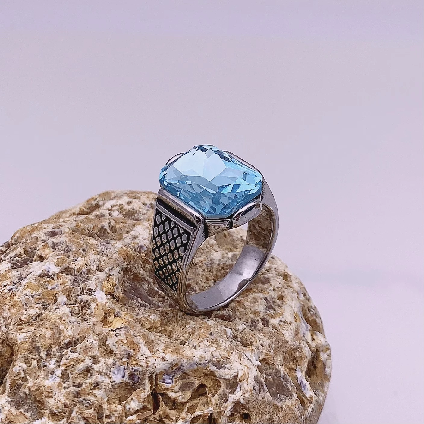 Men's High Quality Stainless Steel Onyx Gemstone Ring