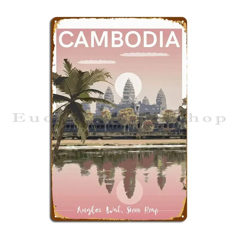 Cambodia Vintage Travel Metal Sign Mural Living Room Garage Party Printed Tin Sign Poster