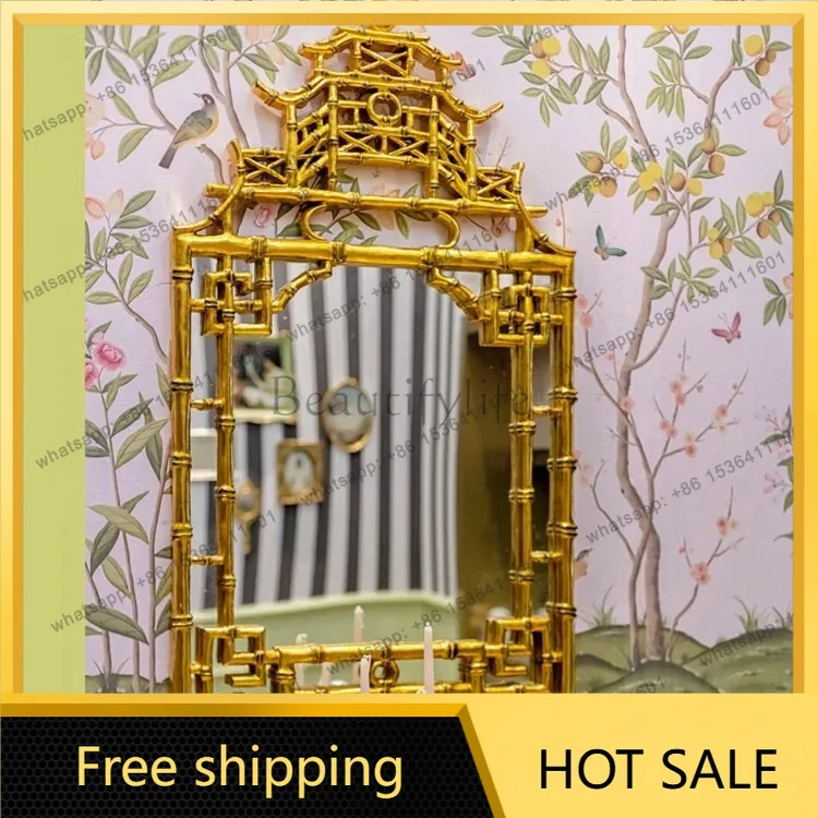XX. Medieval entrance wall-mounted mirror French retro living room dining side mirror