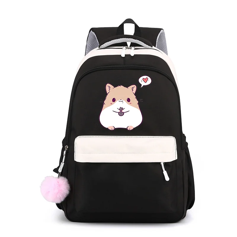 Ransel sekolah pola Hamster lucu tas sekolah Harajuku kartun ransel ritsleting kapasitas besar kualitas tinggi