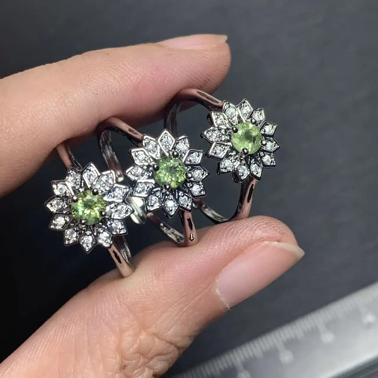 

50FLOWER Natural Peridot Ring Adjustable Female Jewelry for Women CUTE Gift Wholesale High Quality Vintage Fine