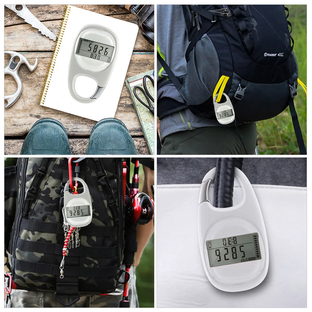 Carabiner Pedometer Mountaineering Buckle Climbing Step Counter Sports Gadget Running White Fitness