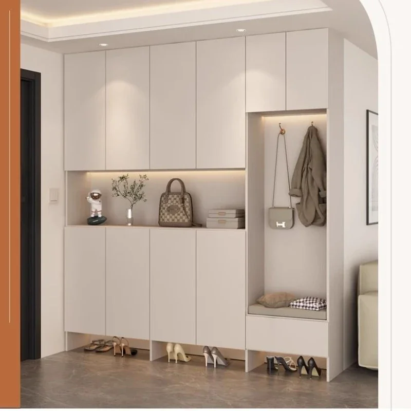Premium Shoe cabinet, foyer, entrance, integrated storage cabinet, household large-capacity locker against the wall and door