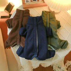 Pet Plush High Neck Four Legged Pants for Dogs Cats Winter Four Legged Waffle Bag Belly Clothing Puppy Clothes Dog Pajamas Suit