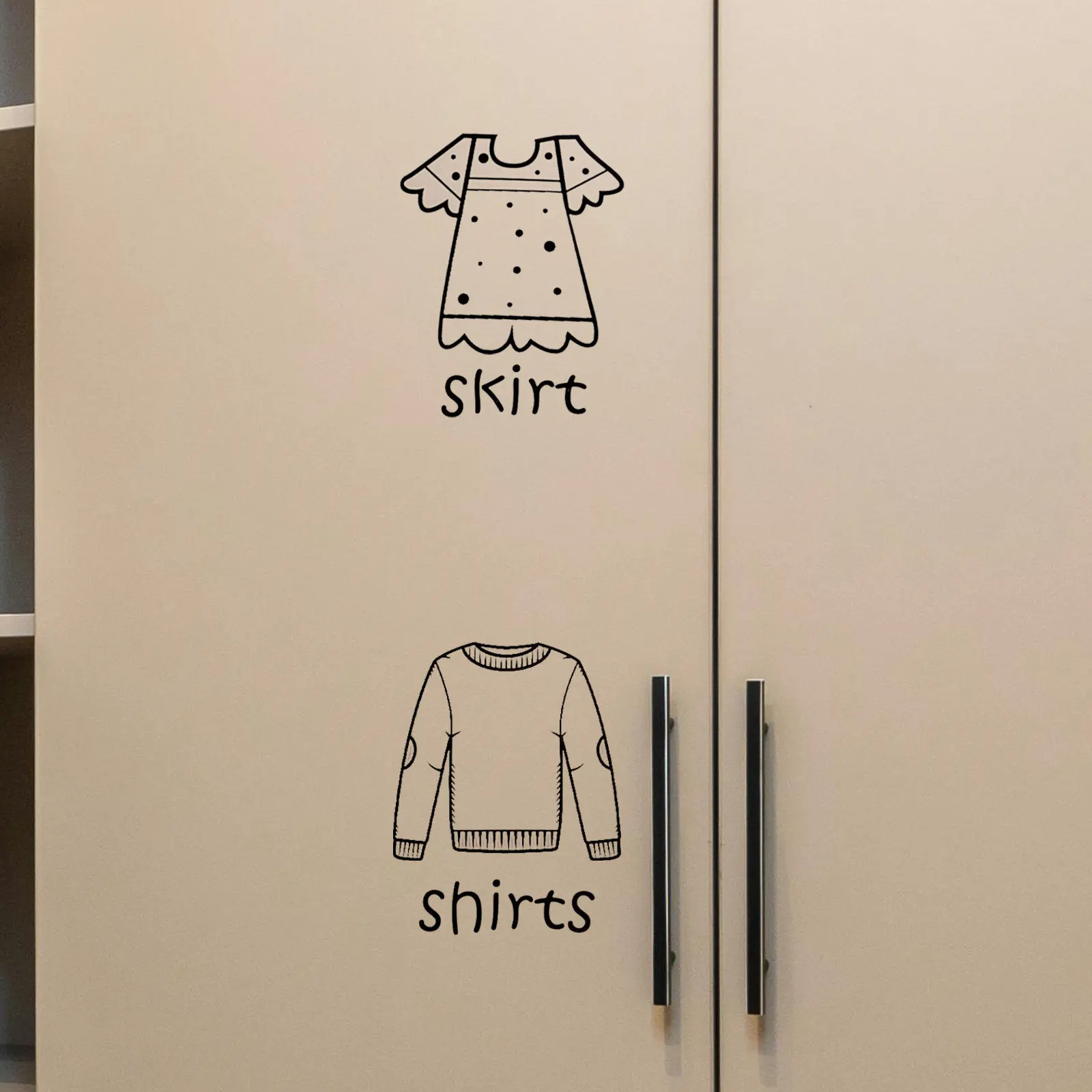 Clothing Classification Stickers PVC Removable Wardrobe Dresser Organizer Labels Easy Peel Decorative 1 Sheet