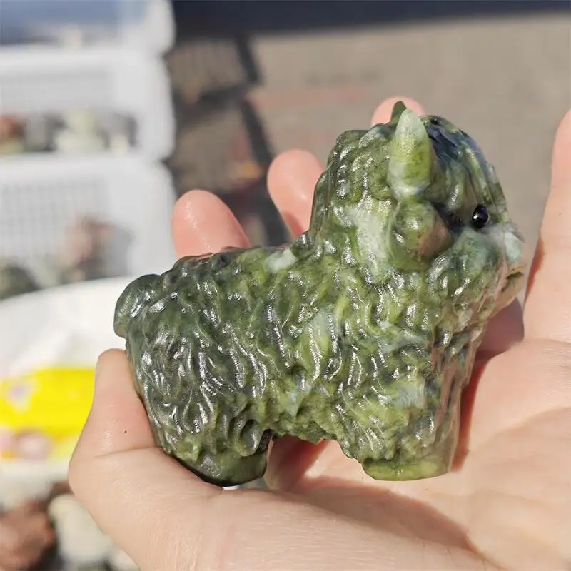 Natural Ophiolite Highland Yak Carving Crystal Love Healing Fengshui Gemstones HomeDecoration Holiday Gift 1PCS