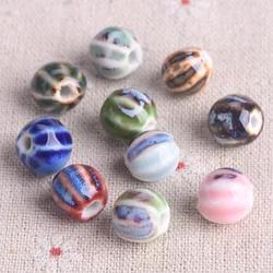 Perles rondes en porcelaine émaillée, forme de Aliments, 10mm, faites à la main, pour bijoux, bracelet de bricolage