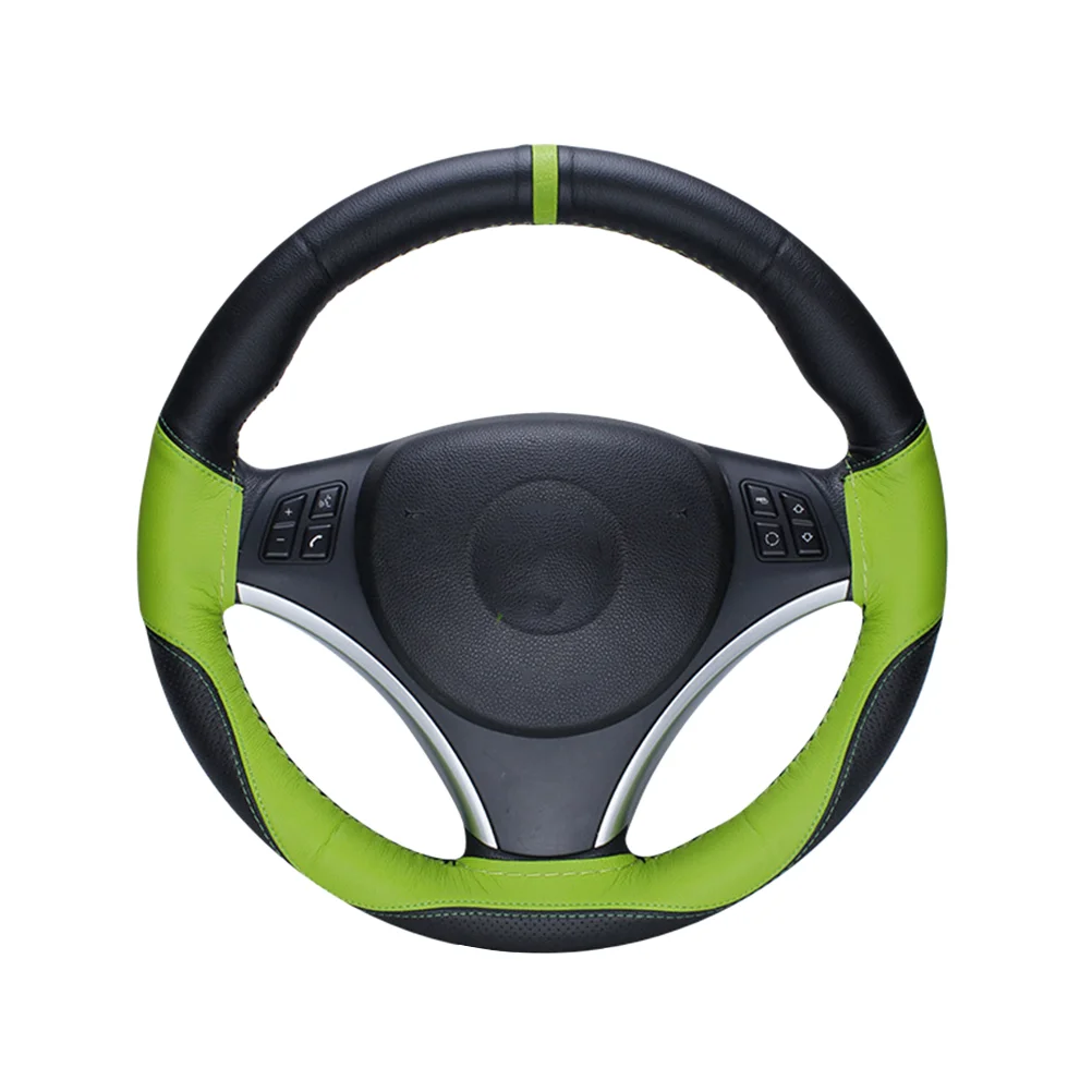 Steering Wheel Cover Green Black Anti-Slip Steer Wheel Protector Skidproof coprivolante (excluding needle&thread)