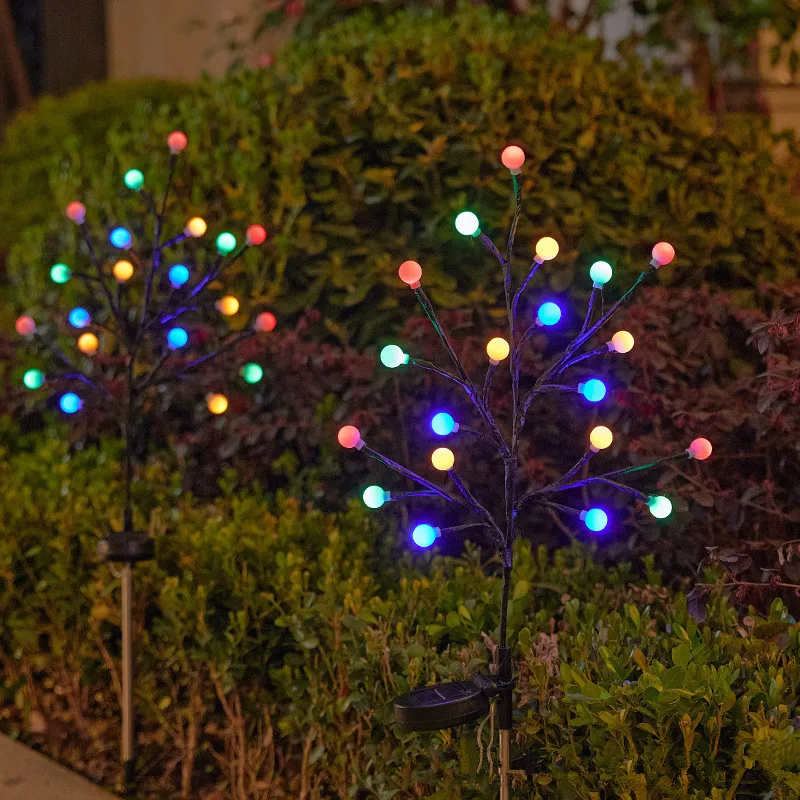 Luces de camino de bola Solar, luz de enchufe de jardín al aire libre, 8 modos, decoraciones navideñas impermeables, decoración de luciérnaga, luces de paisaje 1002