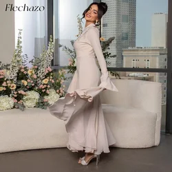 Flechazo Evening Dresses One Shoulder Flare Sleeves Beading Tiered Simple Elegant Party Dress For Women 2024 vestidos de noche