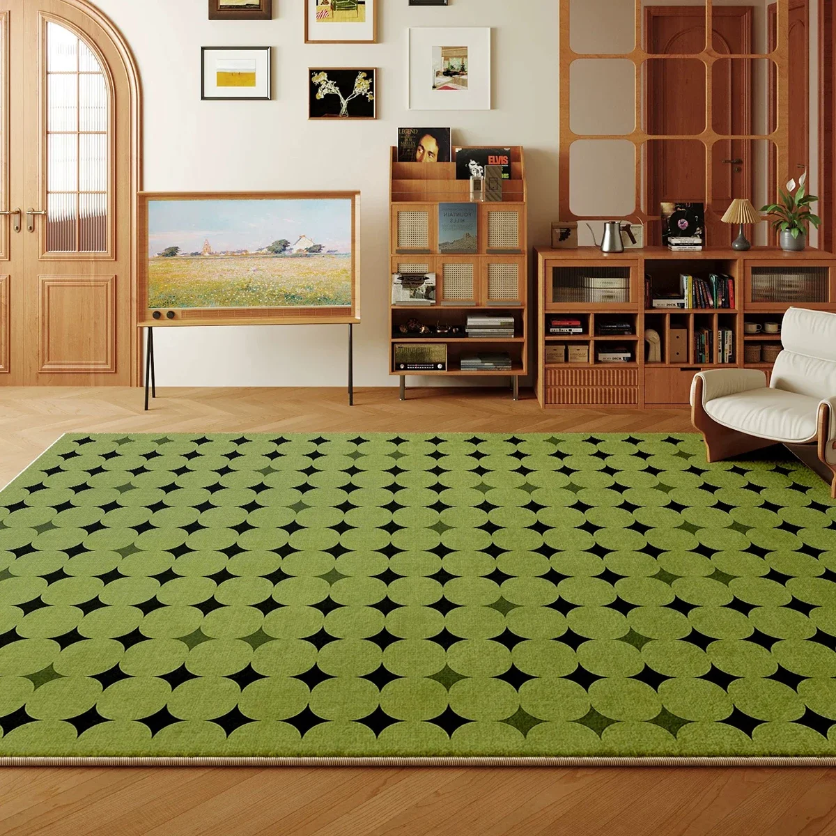 Green Rugs for Living Room Home Full-covered Large Area Carpet Coffee Tables Floor Mats Soft Plush Machine-washable Bedroom Mat