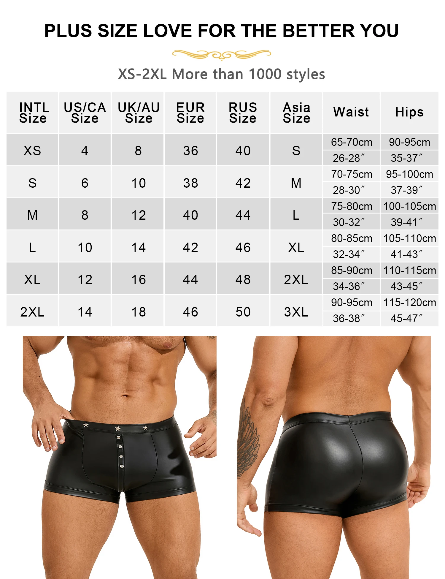 Comeondear celana dalam pria kulit PU celana dalam Boxer Punk Fashion pria Lingerie celana dalam ukuran besar elastis celana dalam Erotis