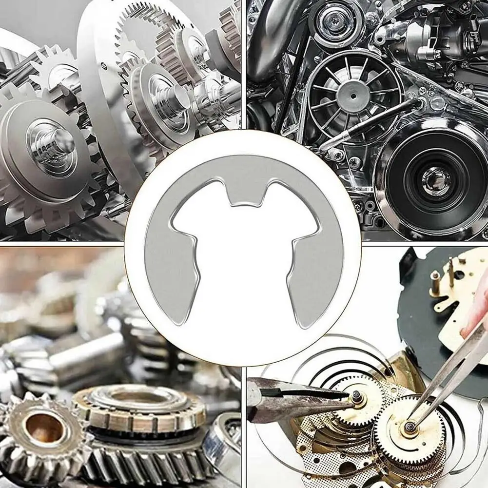 فتح التجنيب نوع E بحلقة إحكام 120 قطعة 304 الفولاذ المقاوم للصدأ E كليب غسالة M1.5-M10 إحكام الاحتفاظ الدائري ل رمح السحابة