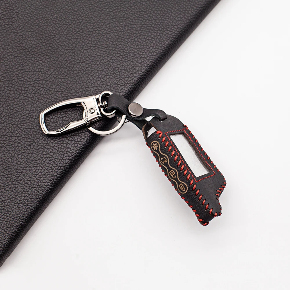 

Leather Key Case Keychain Protector Cover For Pantera SLK 600 625 650RS 675RS 300 400 868 Two Way Car Alarm LCD Remote Shell