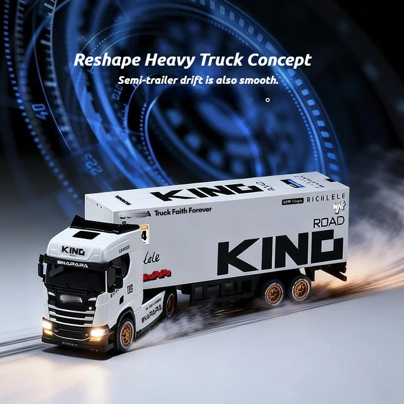 New 1:64 Full Scale Rc Remote-Controlled Alloy Car Drift Car Luxury Container Truck Gifts for International Children's Day